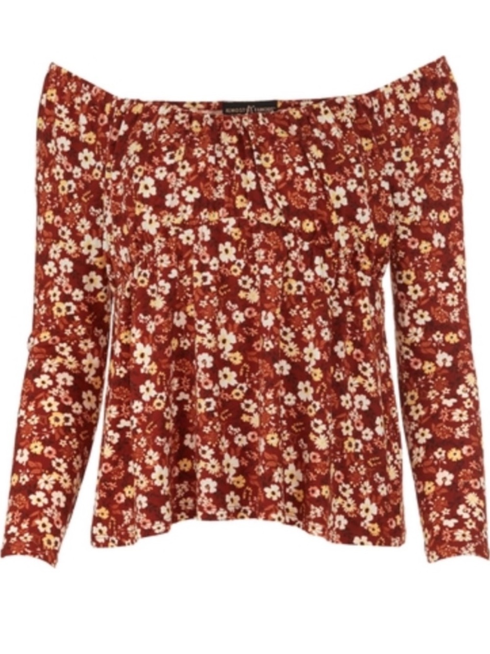 NWT Almost Famous Emma Babydoll Off-the-shoulder Floral Top